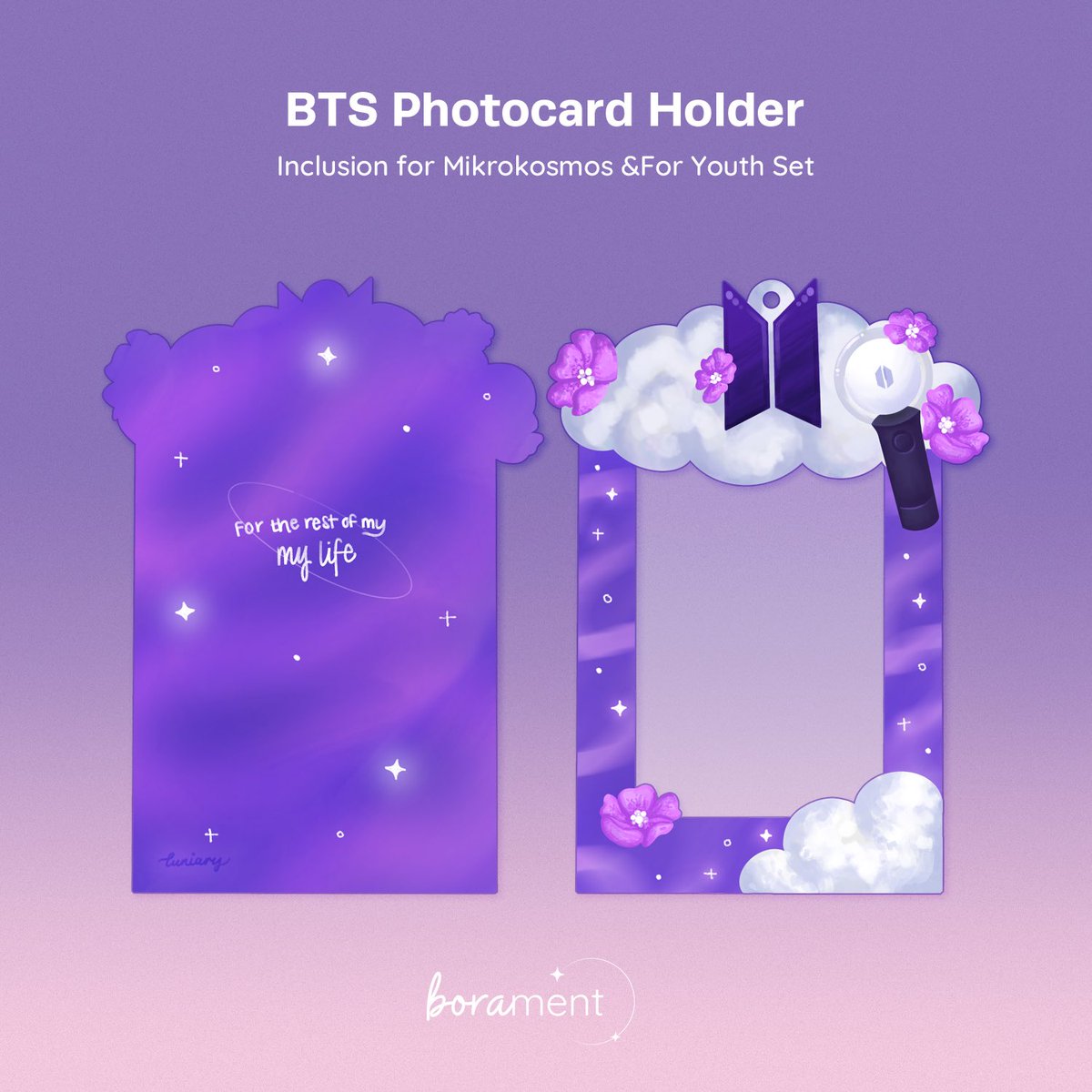 boraments's tweet photo. SPECIAL SET INCLUSIONS

💜 Photocard Holder
included in Mikrokosmos &amp; For Youth set

💜 Fabric Reflective Slogan 
included only in For Youth set 

https://t.co/nD4v4qdcRY https://t.co/gfGWs9yWbs