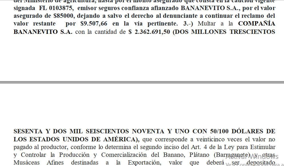 EstudioLexus's tweet photo. Resolución favorable dentro del Expediente Administrativo No. 033-2022-NP-LG, seguido por nuestro cliente Luis Salvador León Campuzano, por "No Pago del Precio Mínimo de Sustentación de la caja de banano". La exportadora fue multada con más de USD 2'000.000,00. https://t.co/oryxOoiZXk