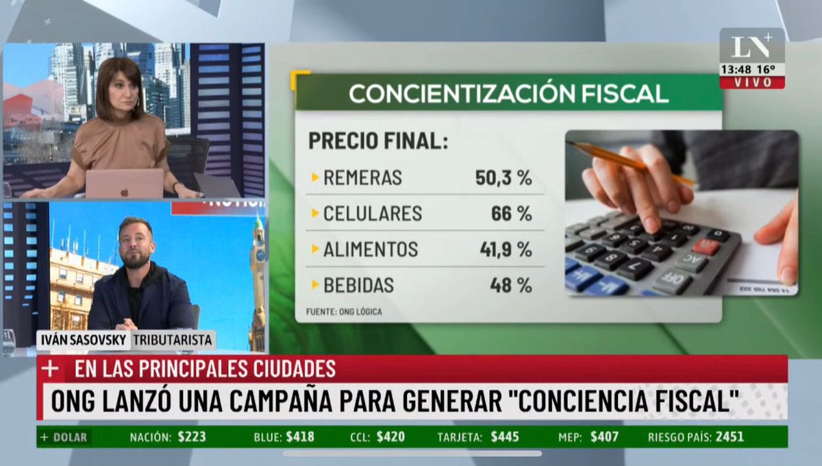 ImpuestosyE's tweet image. Iván Sasovsky 
@ivansasovsky 
con @marialauratv #MasNoticias #LaNMas #IMPUESTOS
"Pagamos estos impuestos tan altos, pero x s/ todo, a través de la inflación: que es un impuesto sin ley. Tenemos a Krankeistein en materia de Sistema Tributario. Un desinsentivo a la formalidad".