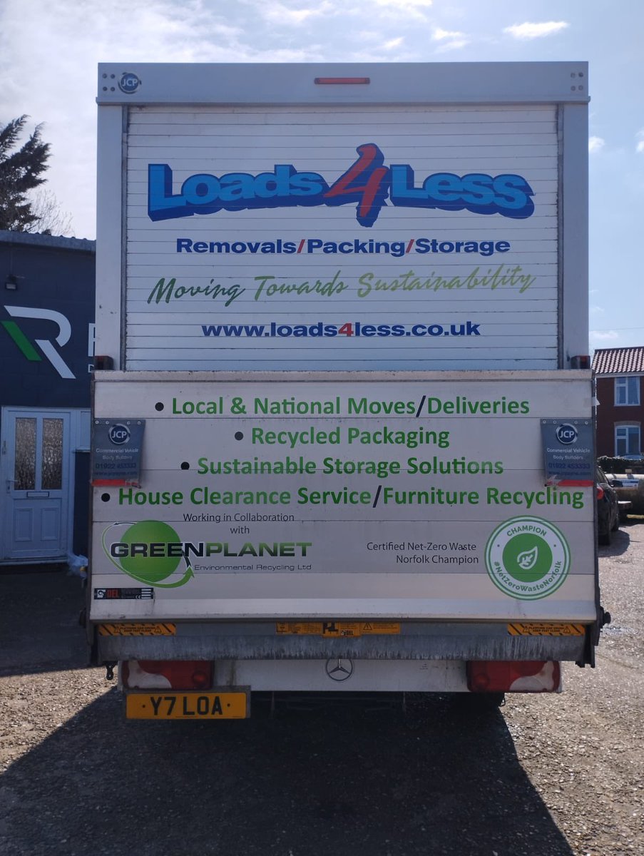 loads4less's tweet photo. A big thank you 2Craig Bowen-Jones, Nathan Ferguson from @RS_Graphics . 4 a great job as usual on one of our new vans. As it says on the van, moving towards sustainability. 

#NetZeroChampion, #PlanToNetZero #loads4less #norwich #norfolk #NetZeroChampionNorfolk https://t.co/9cwBPdi47j