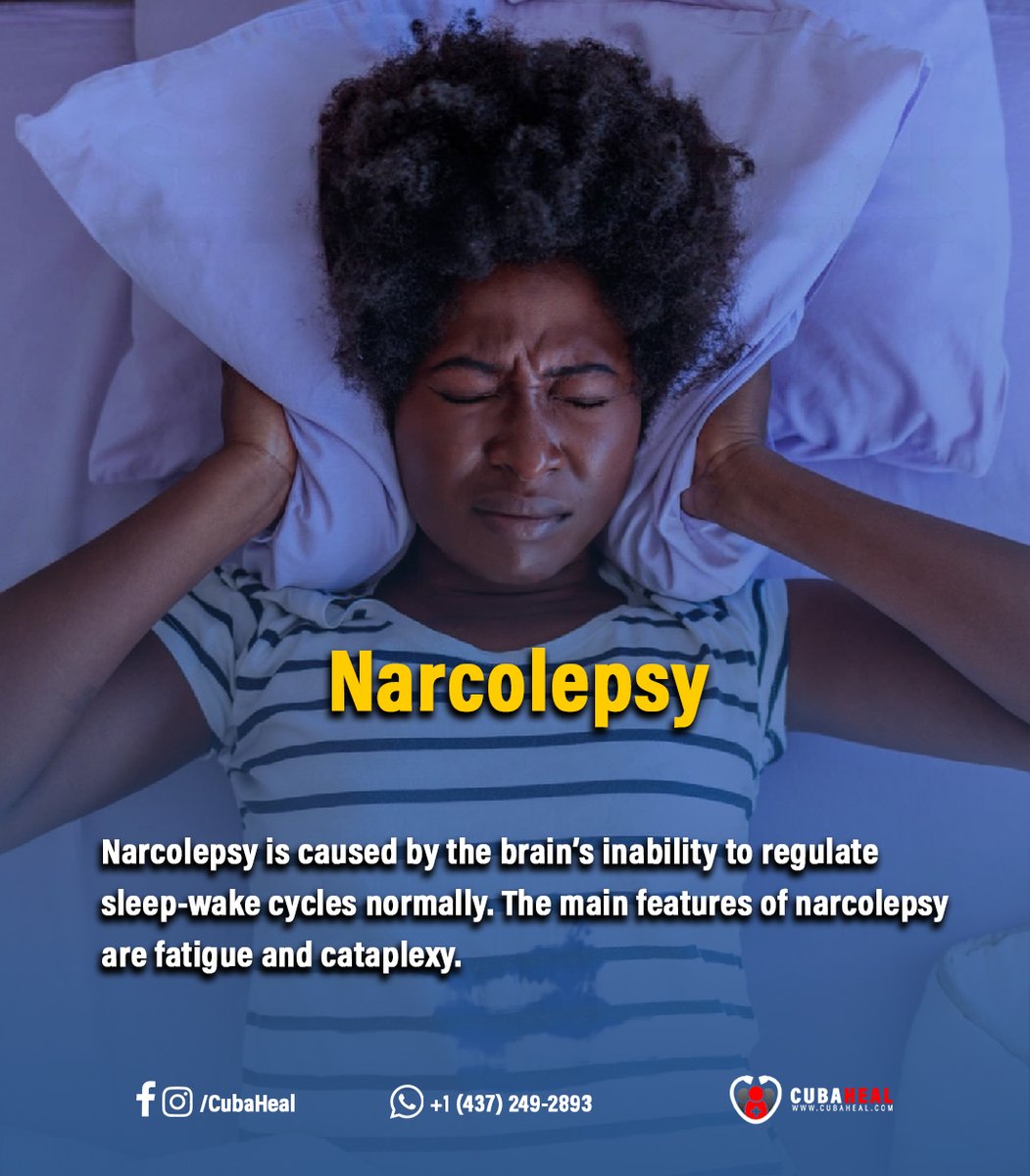 Cuba_Heal's tweet photo. #Narcolepsy is caused by the brain’s inability to regulate sleep-wake cycles normally. The main features of narcolepsy are #fatigue and #cataplexy.

Reach us by Whatsapp : +1 (437) 249-2893
Take a look to our website :  https://t.co/xkDkKDehYk

#DoctorWho #doctor #medical https://t.co/8W6HAK5bwR