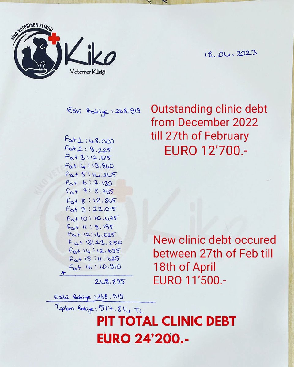 petsinturkey's tweet photo. We are in an urgent need of help🙏 Our clinic debt since December with so many rescues reached to a level that we cannot rescue anymore, we cannot even  provide descent care for the existing animals under our care😔 You can find the link on our bio if you would like to donate🙏 https://t.co/0QGrxuCFQu