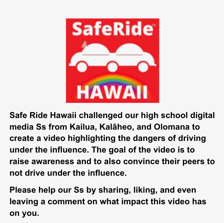 Please check out instagram.com/windwardacadem… to view our student PSAs for Safe Ride Hawaii! Share, like and leave a comment!