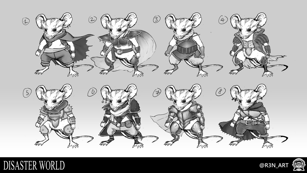 R3N_Art's tweet photo. Here's a look at the varying armour designs for my hero-mouse character! https://t.co/AblWaKFbiH
