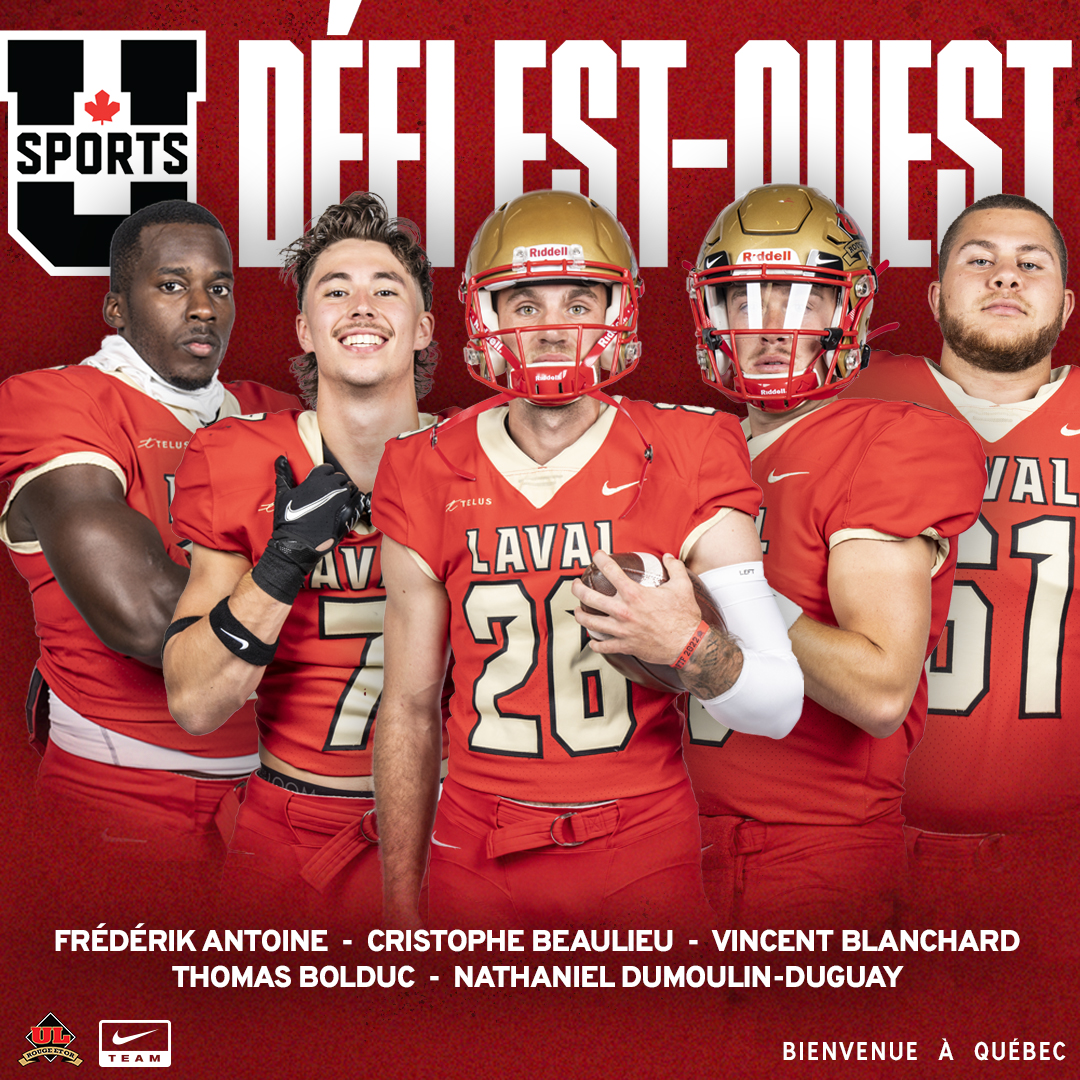 🏈 Cinq Rouge et Or au Défi Est-Ouest 2023 de <a href="/USPORTSca/">U SPORTS</a>!

Félicitations, <a href="/FrederikAntoine/">Frederik Antoine🇨🇦🇭🇹#😶</a>, Cristophe, Vincent, <a href="/tomzb12/">Thomas Bolduc</a> et Nathaniel!   

Rendez-vous : 13 mai prochain à l'Université McMaster.

#GoLaval