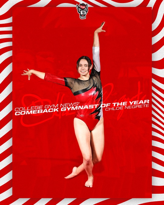 𝐁𝐈𝐆 𝐓𝐈𝐌𝐄 honors for a 𝐁𝐈𝐆 𝐓𝐈𝐌𝐄 gymnast! Chloe is the 2023 @collegegymnews_ Comeback Gymnast of the Year! 📰 bit.ly/Negrete_CGOTY