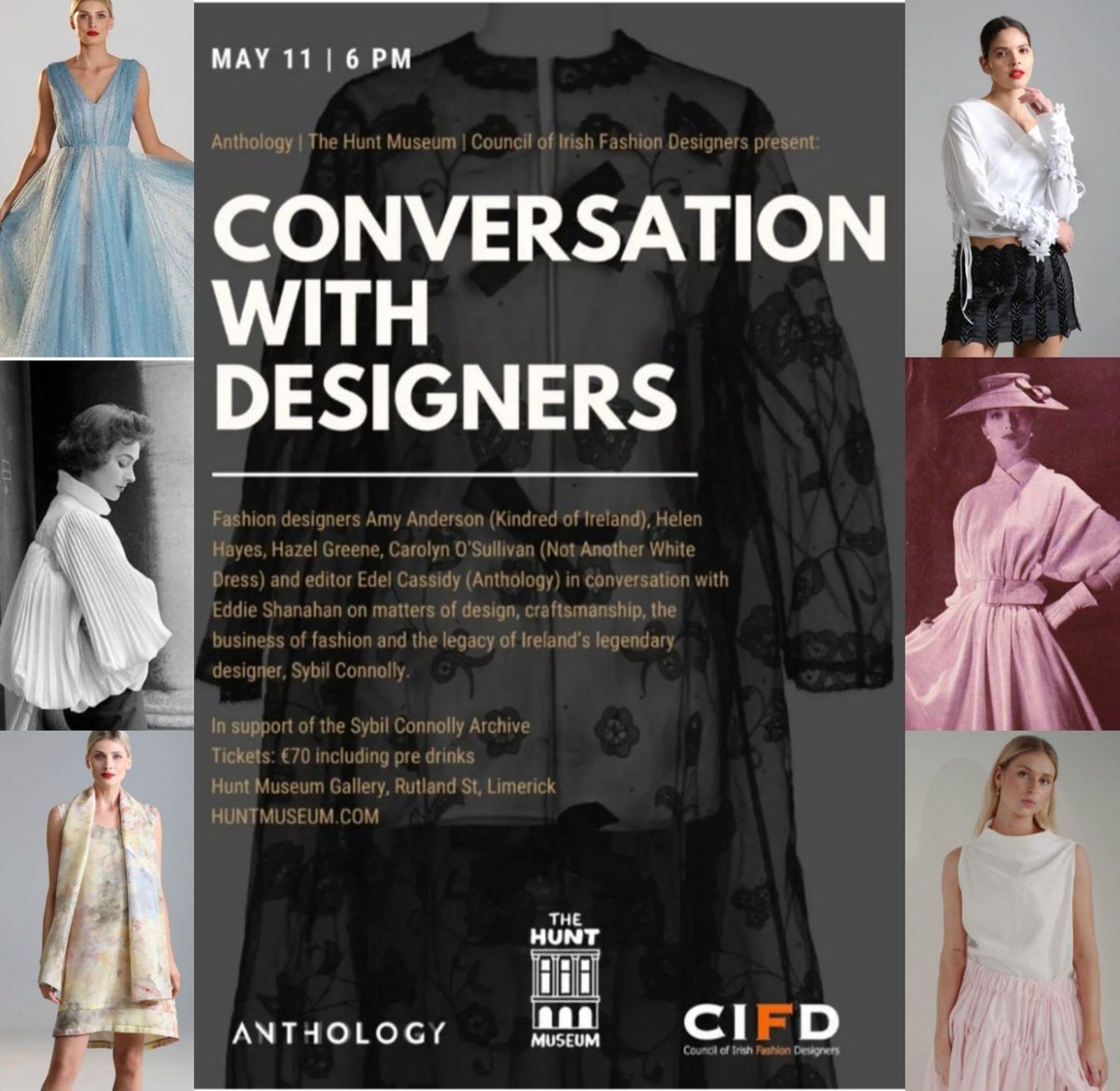 Join @CIFDtweets for Conversations with Designers, with #fashiondesigners #amyanderson @helenhayesclot1 @HazelGreene_ @CarolynOSull & #EdelCassidy @anthology_mag in conversation with @EdmundShanahan on matters of #Design #craftsmanship #fashion and the legacy of #sybilconnolly