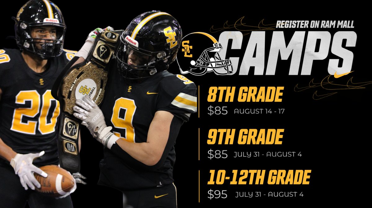 sep_football's tweet photo. The best way to improve the TEAM is to improve yourself! Come and get better this summer with the BACK2BACK 5A State Champions! You may Sign-up on the district website under the 'Ram Mall' Tab. https://t.co/pgMVhidp6Y
