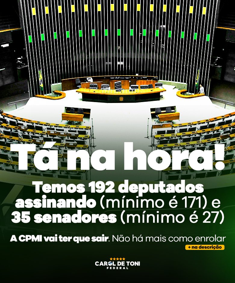 CarolDeToni's tweet photo. HÁ ASSINATURAS DE SOBRA.

A ENROLAÇÃO JÁ FOI LONGE DEMAIS.

A CPMI TEM QUE SAIR. https://t.co/sR2hzR4leg