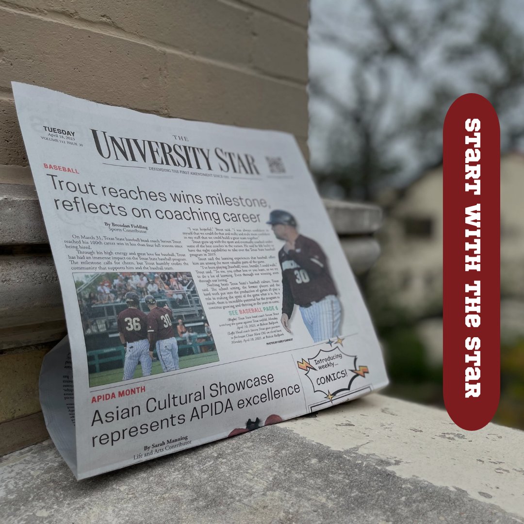 UniversityStar's tweet photo. #StartWithTheStar this Tuesday and read about Steve Ussery getting his third degree at the age of 69, the Alumni who donated 1 million dollars to expand the Bobcat Ballpark, and Student's call for action on ADHD medication shortage. https://t.co/UHnCzx2rSt