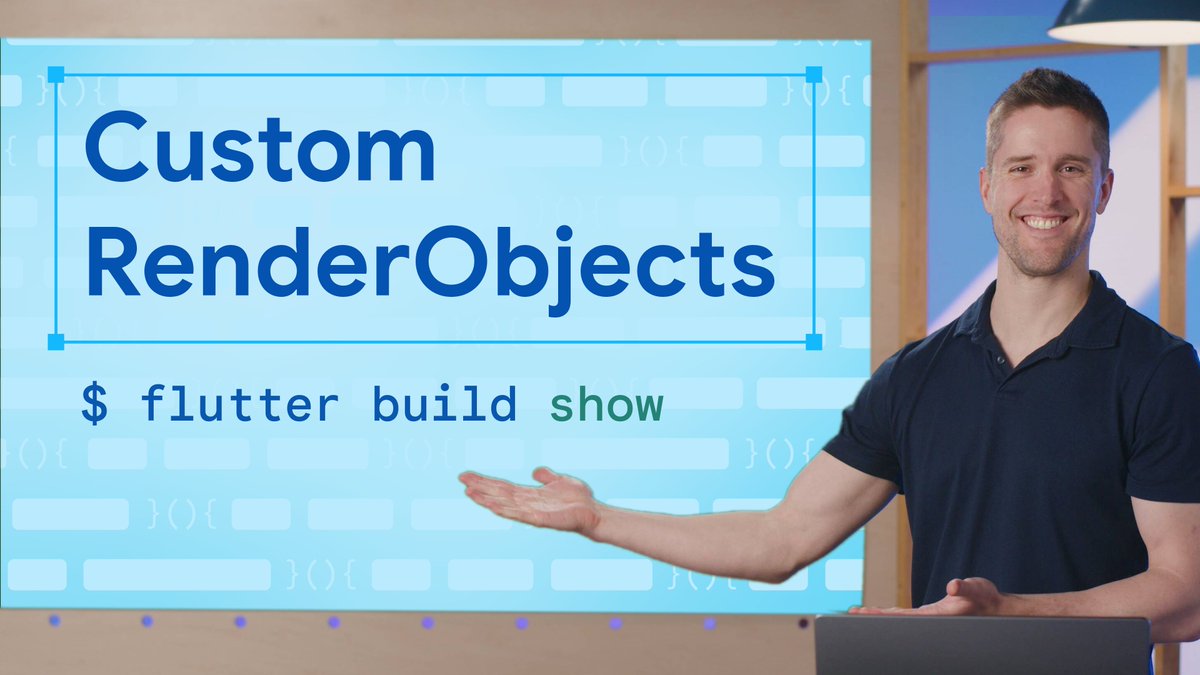 Up first on the #FlutterBuildShow: building a RenderObject! 🔨 @craig_labenz takes you behind the scenes with RenderObjects to learn when, why, and how to write your own. Watch the first episode 📺 → goo.gle/43GsYdc