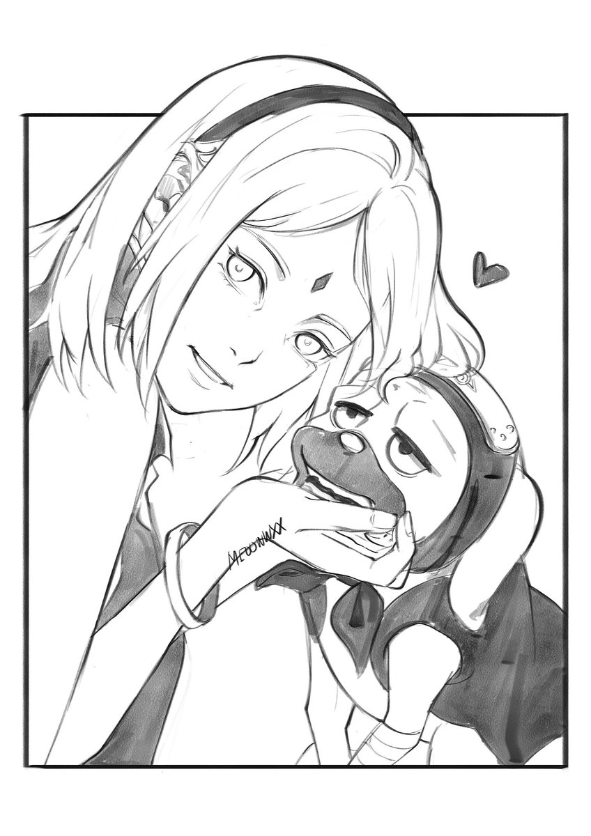 _meoowwxx's tweet photo. sketch  sakura w/ pakkun https://t.co/qKpmZngXMu