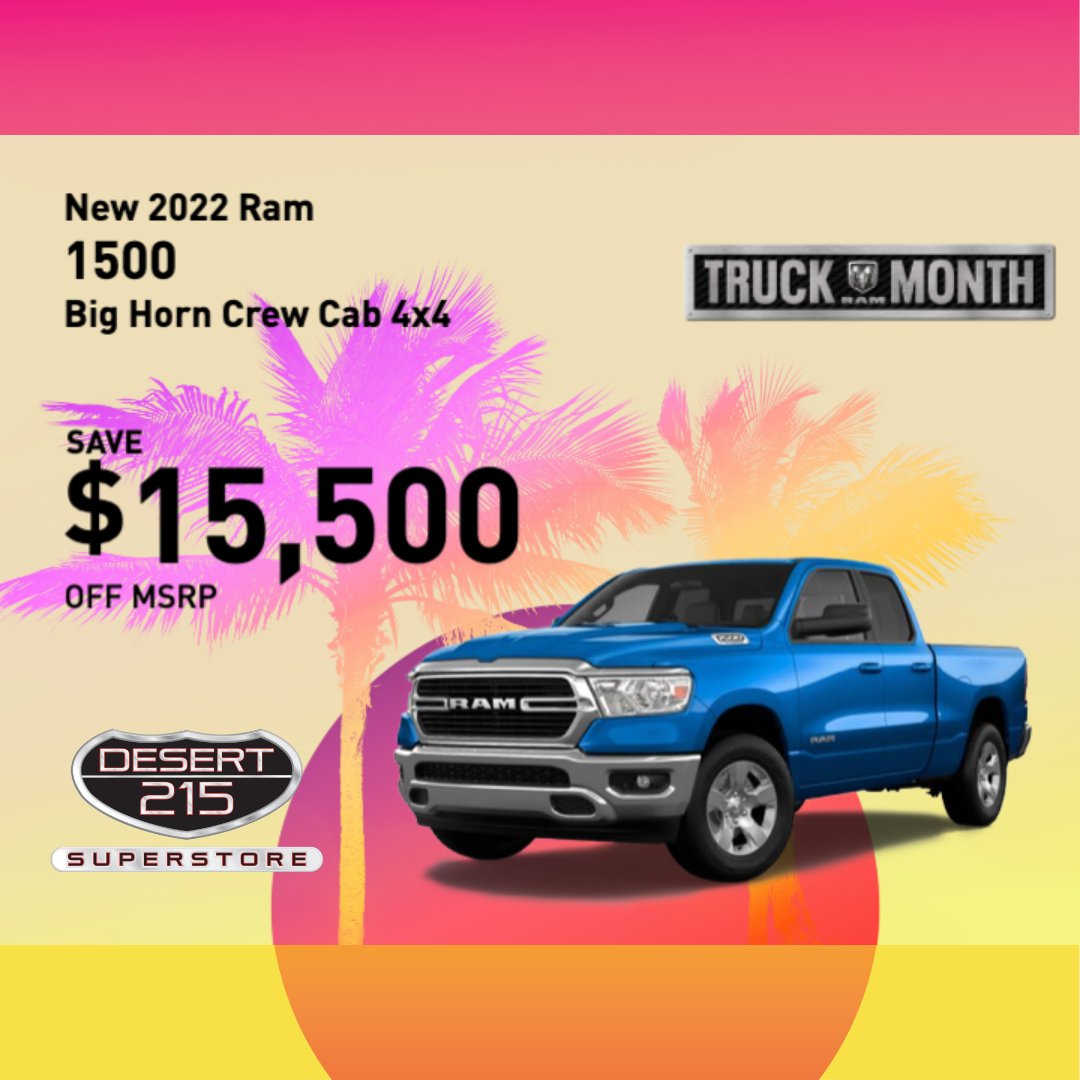 Desert215ss's tweet photo. There's still time to save! Check out this month's new vehicle specials via the link below!

https://t.co/PQlbVqZ6xj

#ramtrucks #ramtruckmonth #newcar #desert215 https://t.co/py5MEjYy0S