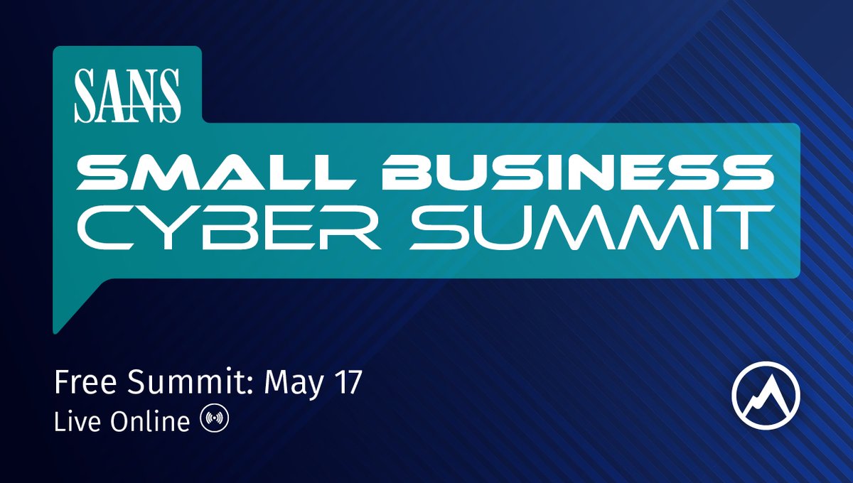 SANSInstitute's tweet image. One of the benefits of attending a #SmallBusiness event on #cybersecurity is learning from experts in the field. Join us Free Live Online for the SANS #SmallBusinessSummit to learn from these experts.

➡️ Register here: sans.org/u/1p0c