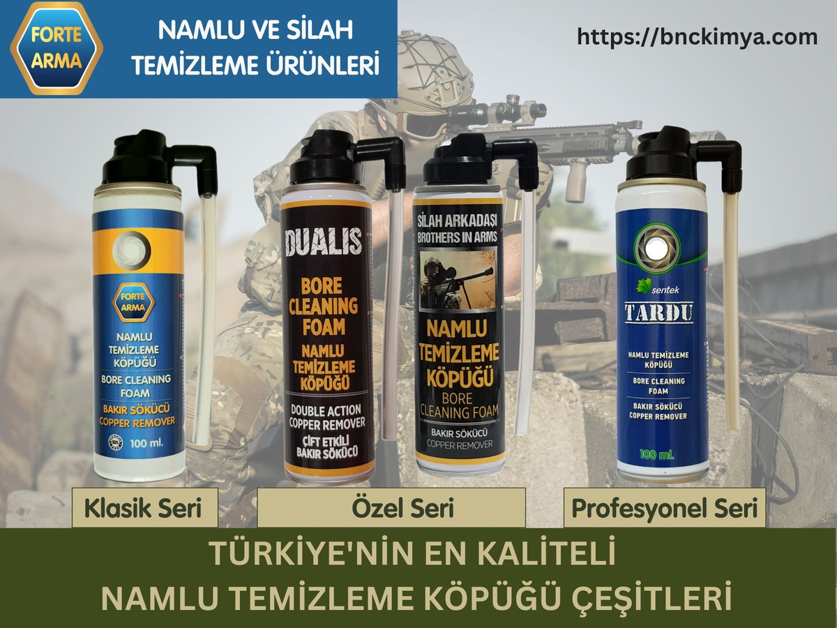 SentekKimya's tweet photo. Forte Arma Namlu Temizleme Köpüğü Çeşitleri

Türkiye'nin en yüksek performanslı namlu temizleme köpüğü çeşitleridir. Tüm yerli ve yabancı rakiplerinden farklı olarak 1050 alüminyuma bile zarar vermezler. Karıncalanma ve paslanmaya neden olmazlar.  https://t.co/7FhacTdWAe #savunma https://t.co/a7IdIvzbNx