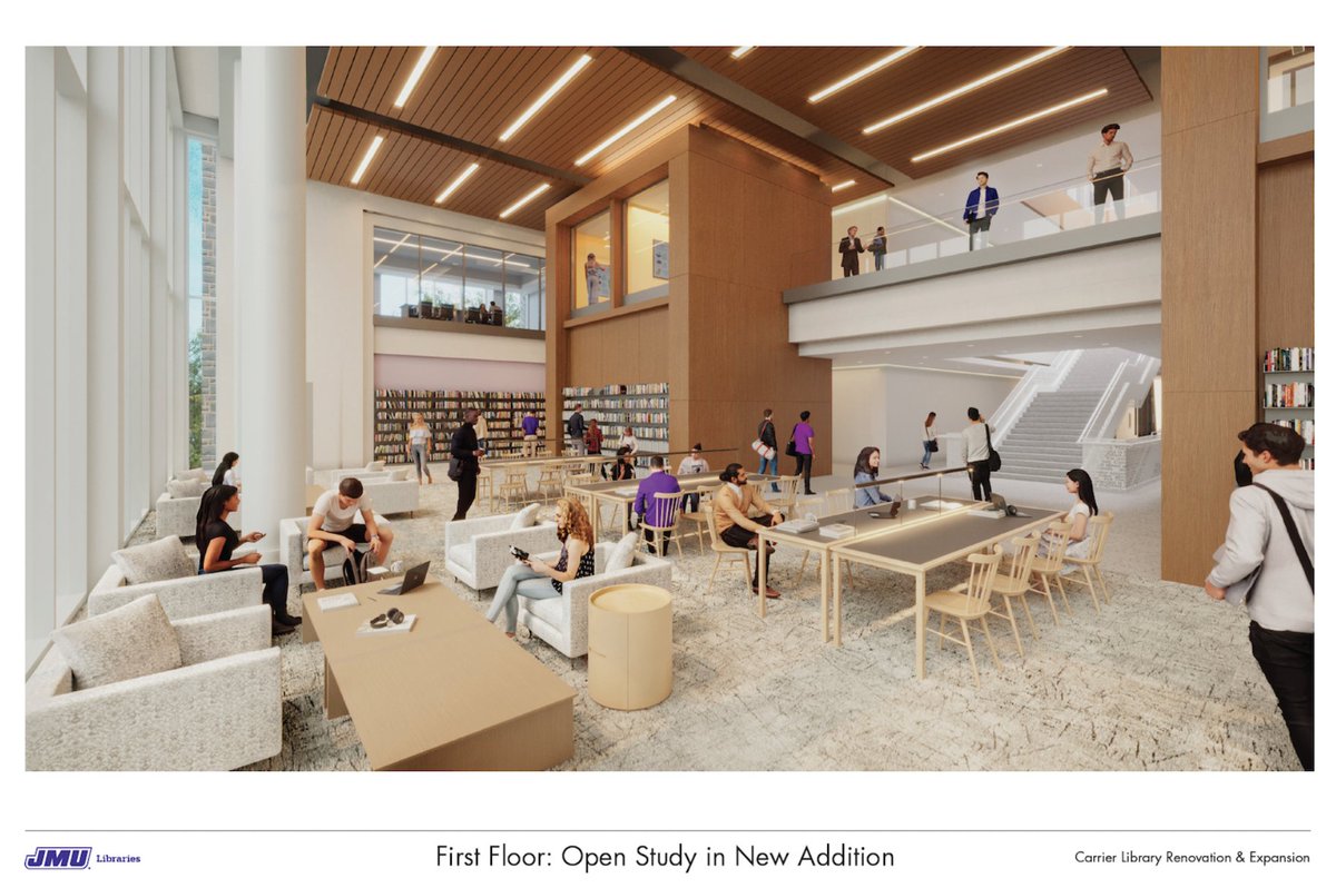 JMUlibraries's tweet photo. Things in Carrier are starting to look a little different as we empty the building to close for construction, but they will look very different when we reopen the renovated and expanded building in 2026! 

Visit our website for a sneak peek: https://t.co/3Xf0NMlDzy https://t.co/rBxcb6n7Px