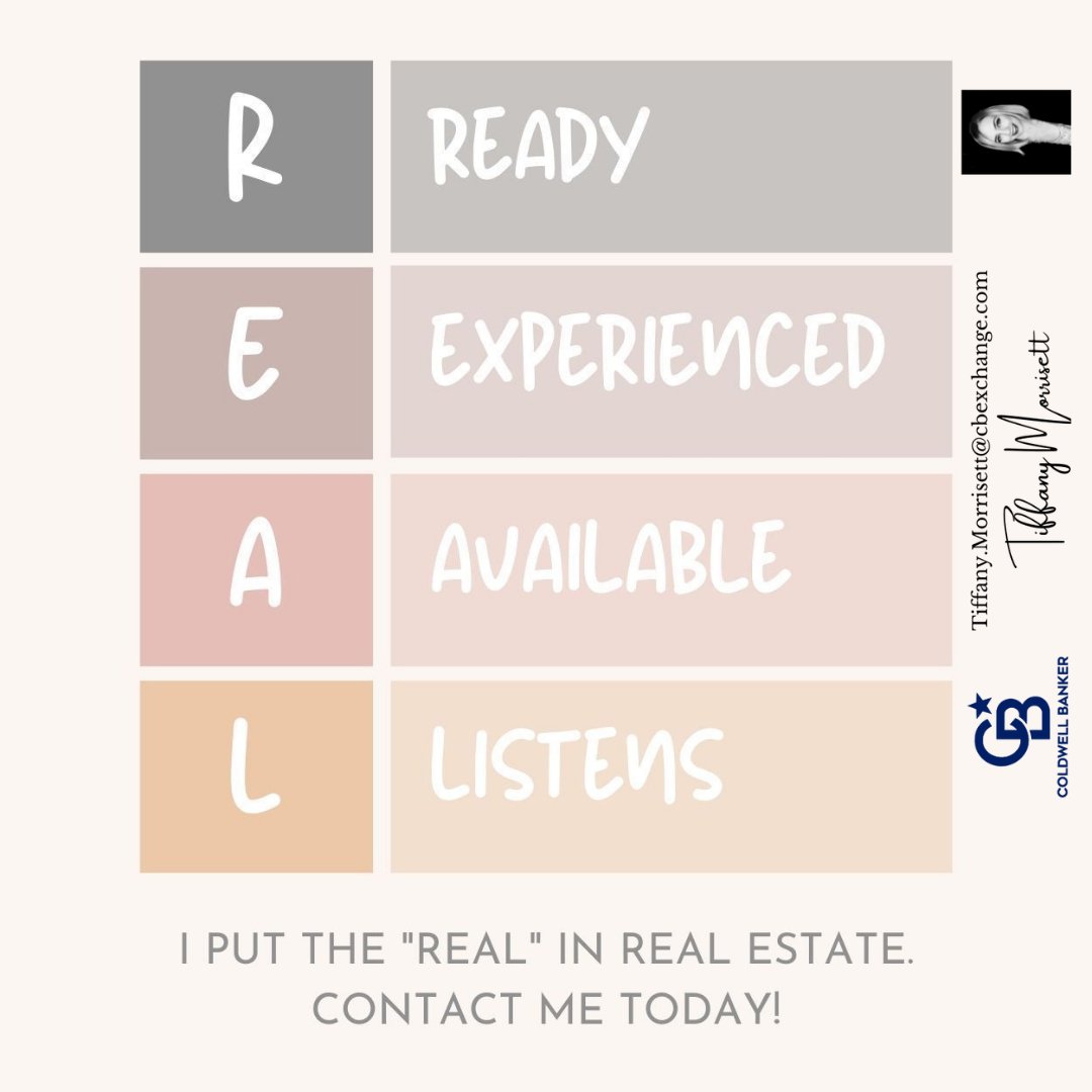 If your realtor doesn't offer staging, a professional photographer, print, online, &amp; social media marketing, then you need to look for a different realtor.
I'm available &amp; I'm backed by the #1 real estate company, Coldwell Banker!
tiffany.morrisett@cbexchange.com