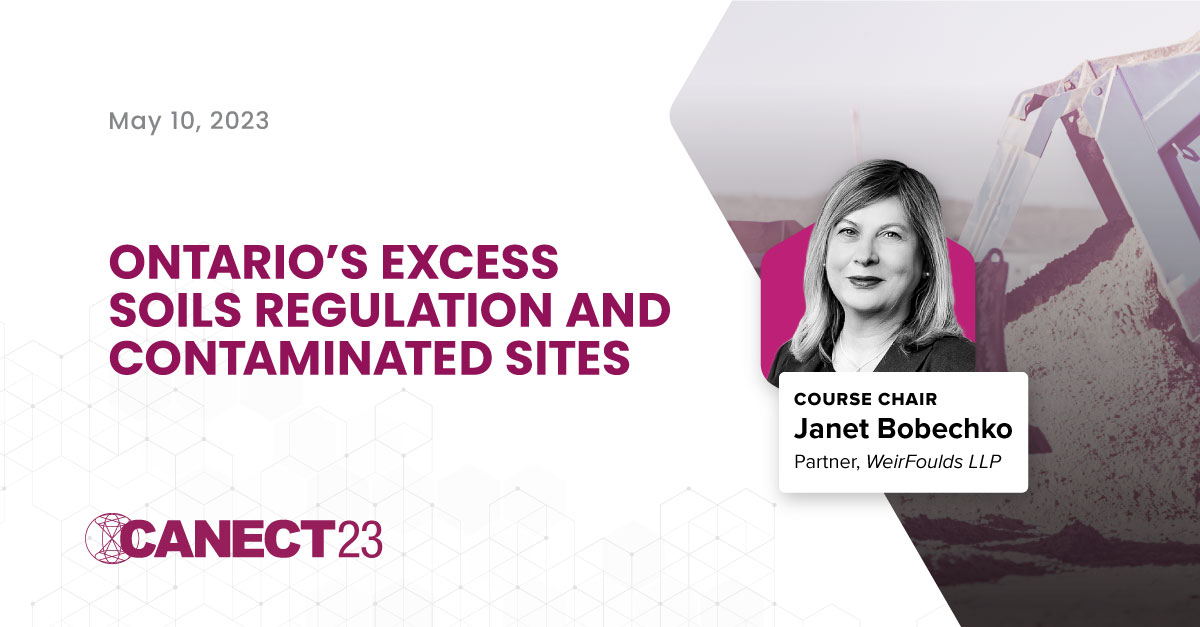 CANECTEvent's tweet photo. Take a deep dive into Ontario's new Excess Soil Regulation and hear how it is working in reality by attending the "Ontario’s #ExcessSoils Regulation and Contaminated Sites" course on May 10 at #CANECT23
👉 See agenda and speakers: https://t.co/M3mYGetCM5 https://t.co/hvsgRcV69Y