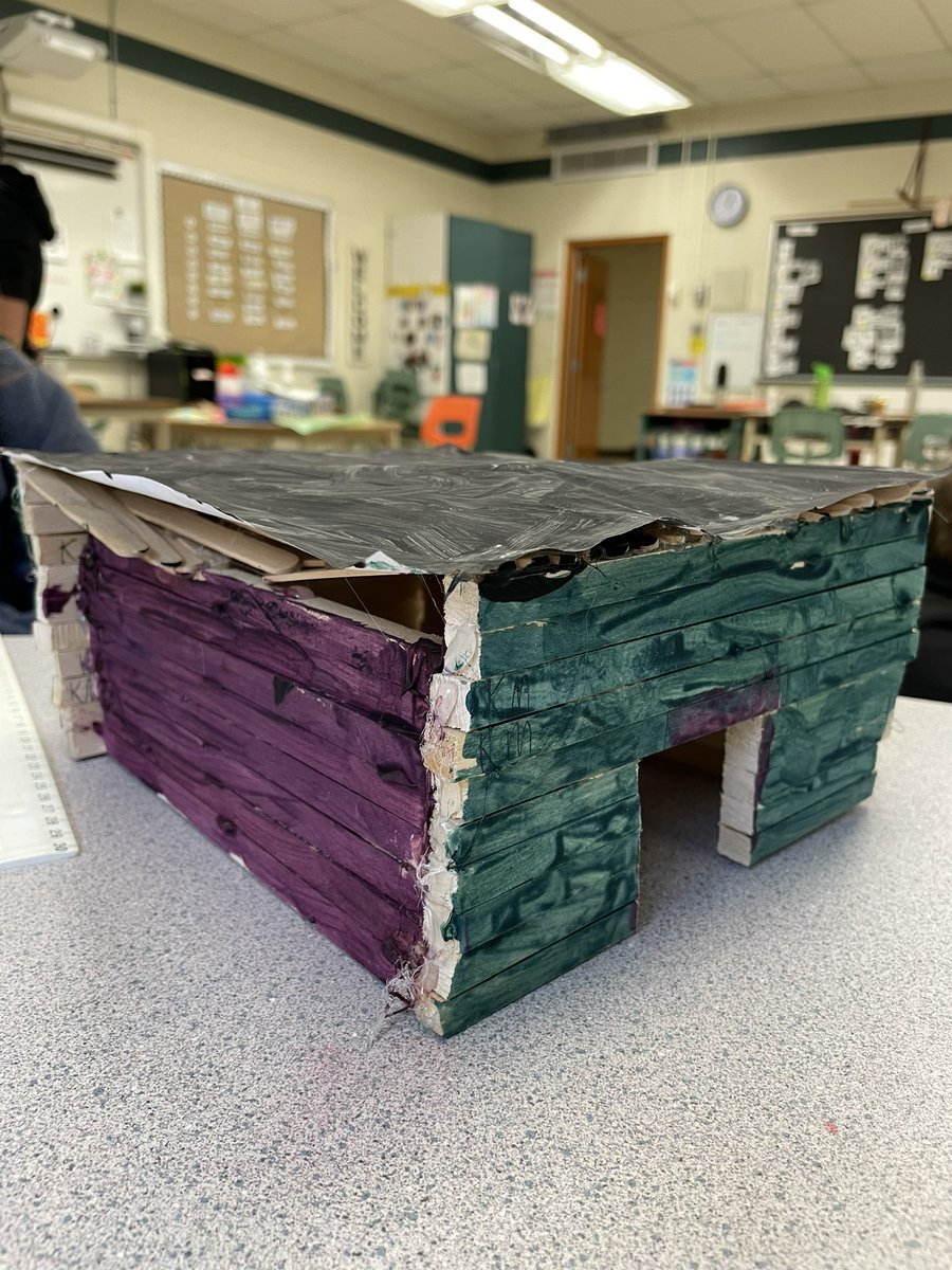 MrsMcNeill1's tweet photo. After budgeting for the materials of their wooden house, students built a home out of wood. We then found the area of each home! #hdsbmath @MaplehurstPS https://t.co/UahsmfkC88