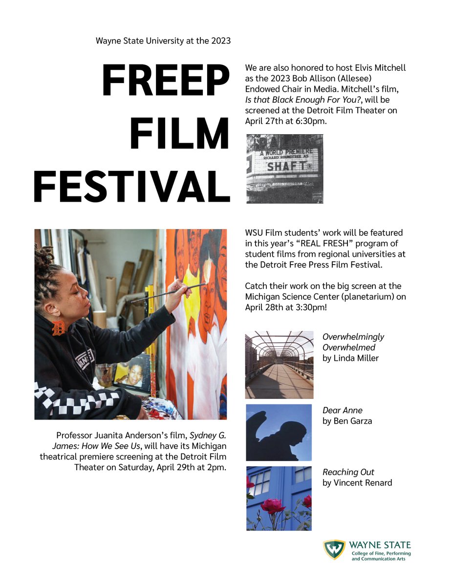 Join WSU at the Freep Film Festival April 27th-29th!

#waynestateuniversity #waynestate #freepfilmfestival #mediaartsandstudies