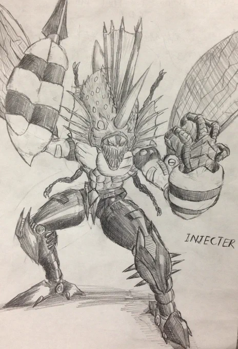 ラートラータ、およびインジェクターで見る画力変化(擬人化混じってるけど)一枚目が確か高校生の時のやつ… 