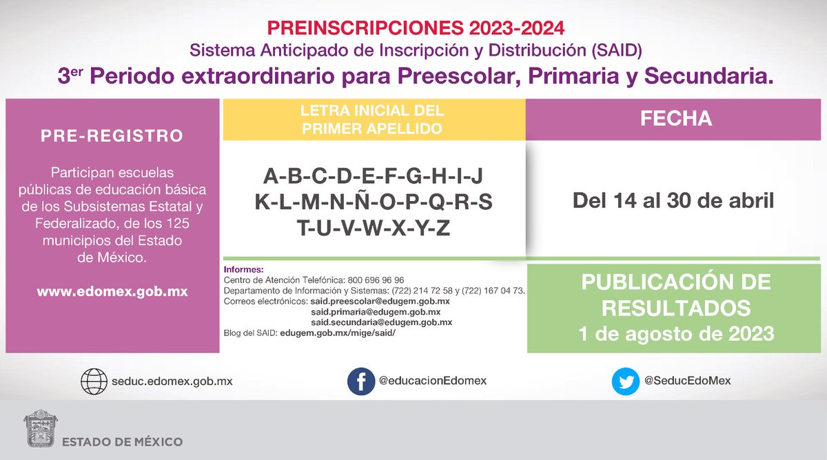 CecytemVillaDe's tweet photo. #PeriodoExtraordinario | Aún estás a tiempo de preinscribir a tu hijo o hija que ingresa por primera vez a nivel básico en escuelas públicas estatales y federalizadas del #Edoméx.
#SAID2023
Da click en  👉  https://t.co/GmwoxpeVnR https://t.co/8Zck14aBvg