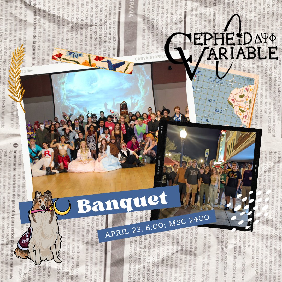 tamucepheid's tweet photo. THIS SUNDAY at 6pm: End of Year Banquet! The dress code is Semi-formal, and refreshments are provided! Join us for a look back at the past year, the Cepheid Superlatives, and the introduction of the new officer corps! https://t.co/ZefUb8Ef0a