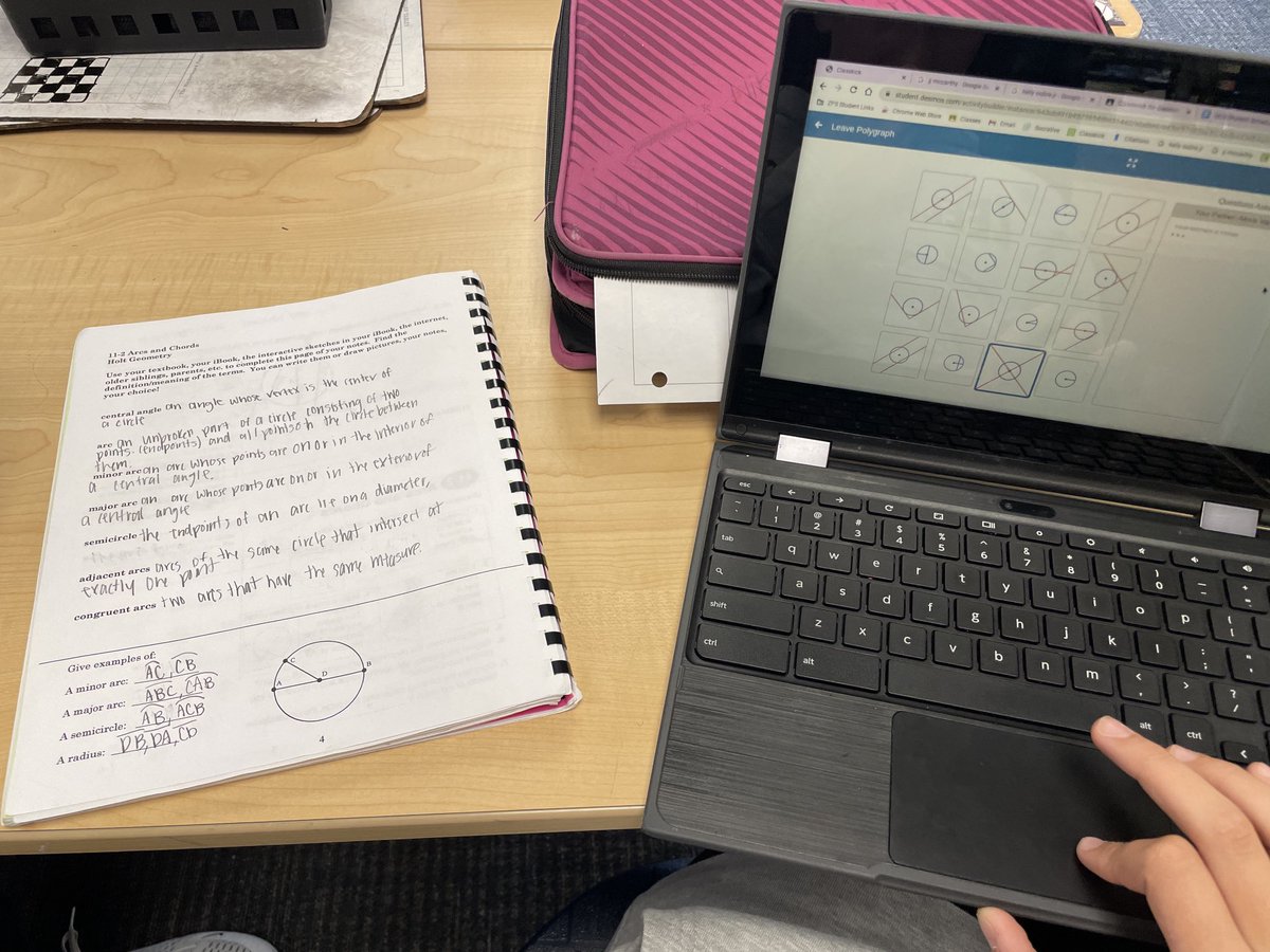 tmaynard5's tweet photo. Using a @Desmos Polygraph activity created by @joelbezaire to review/work on circle vocab. Altered a bit to include radius, diameter, chord. #miched #mschat #flipclasschat #iteachmath #mtbos #geomchat https://t.co/vb2rBYSDvF