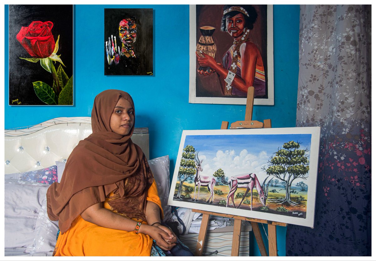 Spotlight:   Sana Ashraf Sharif (<a href="/Sana_Artist/">SanaAshraf Arts</a>), a self-taught visual artist from Mogadishu and a member of the SAF Artists' Collective, has been painting since childhood. Her work celebrates Somali traditions, culture, peace, cohesion, and coexistence.

#thread