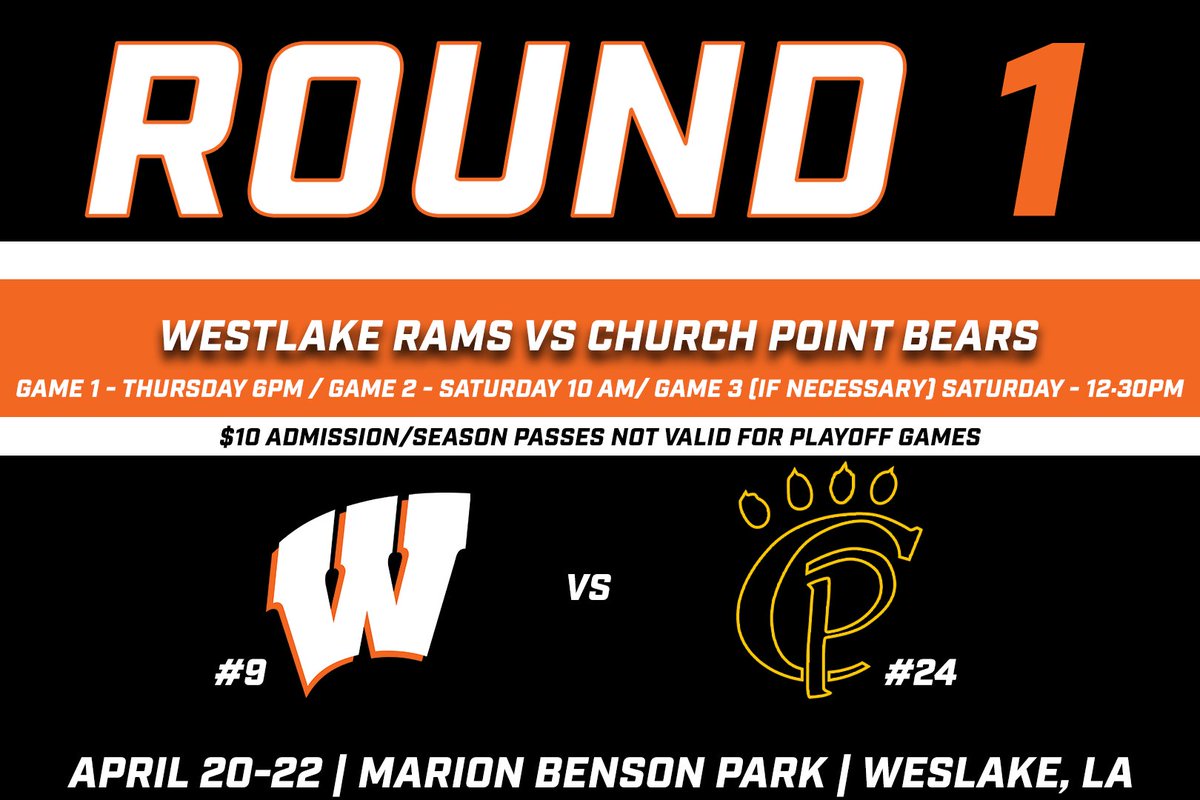 Round 1 is set as the Rams pull their best playoff seed since 2005 as the number 9 and will host the Church Point Bears this weekend!

#GoRams