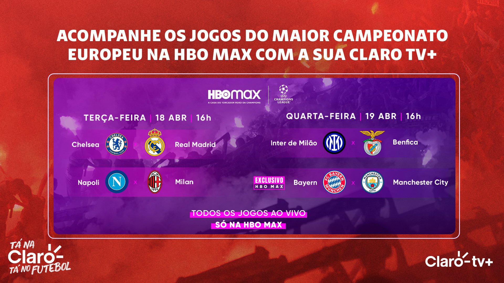 Claro Brasil on X: É acompanhar os jogos da UEFA Champions League