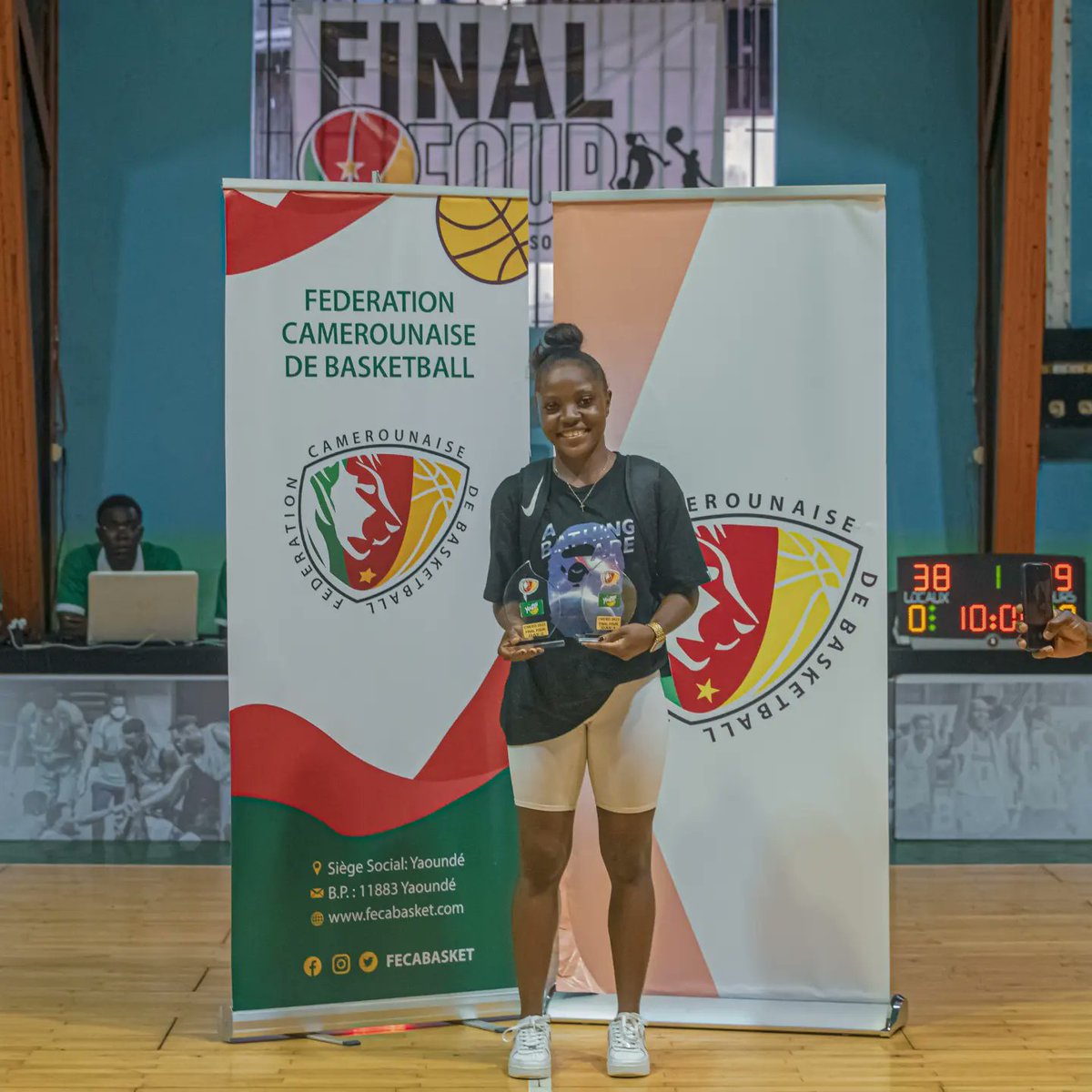 FECABASKET's tweet photo. MVP de la 2ème journée du #Final4 chez les dames.💥🙌🇨🇲🎯
#CNESD #elitesd2023🏀🇨🇲 #FibaAfrique #Douala #Yaounde #cameroon #getogether #Final4 https://t.co/10hW75mkAC