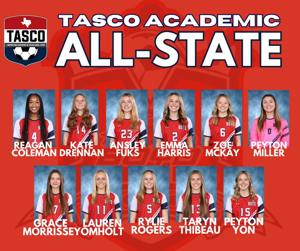 Our senior Lady Broncos aren't just amazing athletes on the field.  They are also awesome students!  We are pleased to announce our TASCO Academic All-State award recipients!  Congratulations, ladies!!!