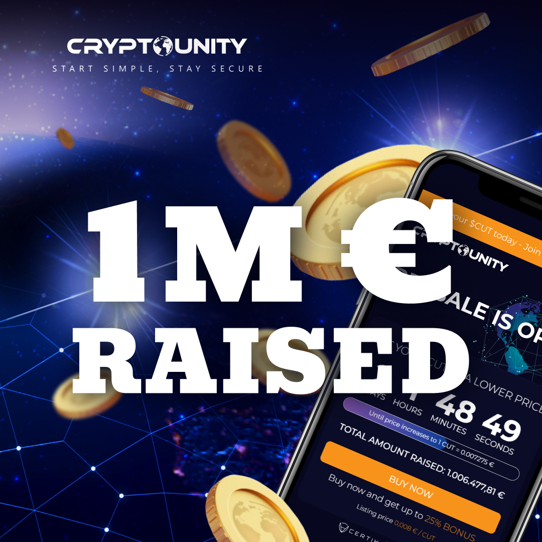 ✅ 1 million!

We've hit a major milestone! 🎉 Thanks to our amazing community, we've raised 1 million €. We're grateful for your support and excited for what's to come 🤩

presale.cryptounity.org/?utm_source=Tw

#crypto #cryptocurency #CryptoUnity $CUT #raising #milestone #million