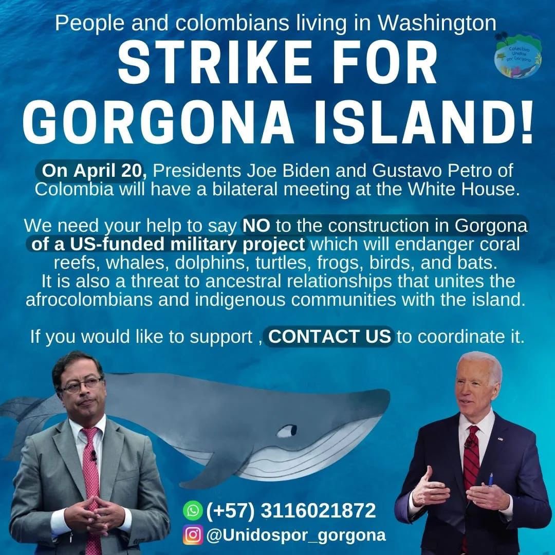 Plantón en WASHINGTON en defensa de la Isla parque nacional natural isla GORGONA.