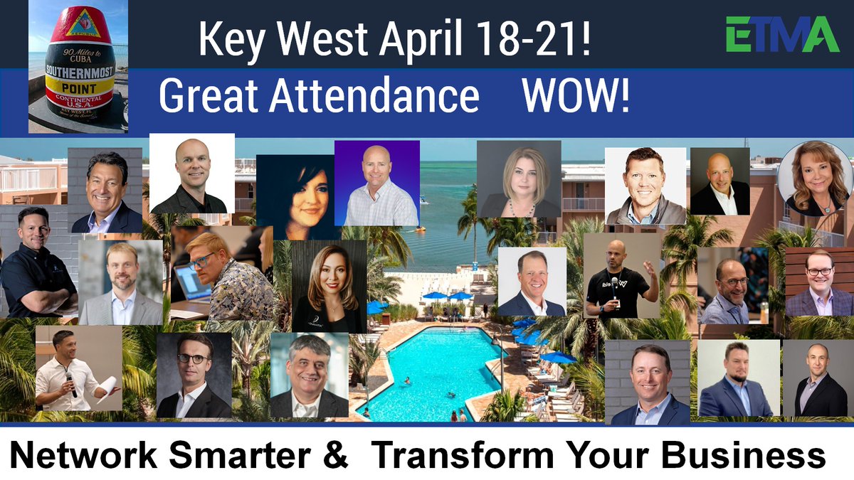 JoinETMA's tweet photo. Wow! Best attendance since the Pandemic. #ETMAKeyWest Grow new sales through partnerships • Network w. Leaders • Gain new operational efficiencies #ETMAconferences #ChannelEcosystem #ITchannelsales #Innovation #Entrepreneurship #ITFM #EnterpriseMobility #CloudExpenseManagement https://t.co/yVVMcIapJk