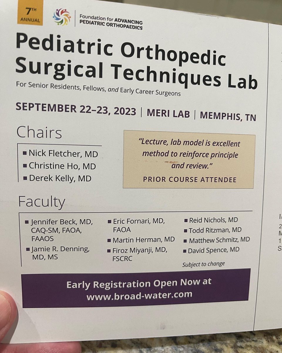 RugbyMD's tweet photo. Excited to teach with good friends this summer. @christineannho @pedipodatl @JenniferJBeckMD @ReidNicholsMD #POSTLab #OrthoTwitter #SaveTheDate 22-23 Sept 2023 https://t.co/iYMY6sdu0M