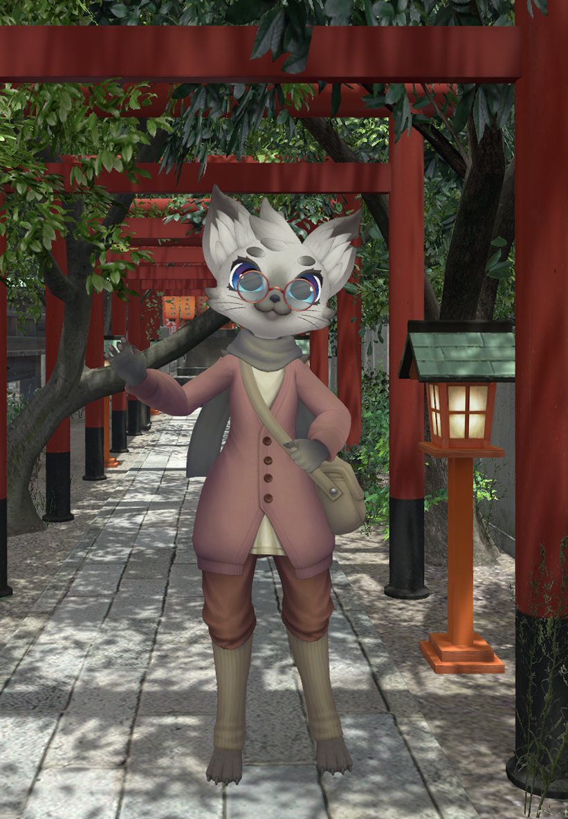 PolycakeArt's tweet photo. @VRChat I made a Mori-Kei inspired outfit for my cat avatar 😄 https://t.co/iM0B3XgW2r