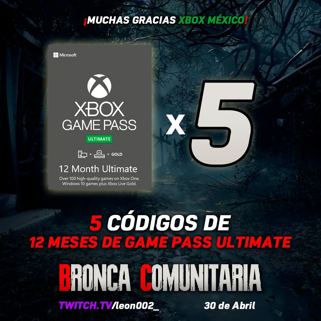 🎁¡SUPER SORTEO ESPECIAL DE <a href="/XboxMexico/">Xbox México</a>!🎁
Este domingo 30 de Abril estaremos realizando el evento "Bronca Comunitaria" de Halo Infinite.

Para participar por un código sigue estos pasos:
- Seguir las cuentas: <a href="/Extremebreaker1/">EXTREMEBREAKER1</a> <a href="/XboxMexico/">Xbox México</a> 
- Like y RT a esta publicación♥🔁