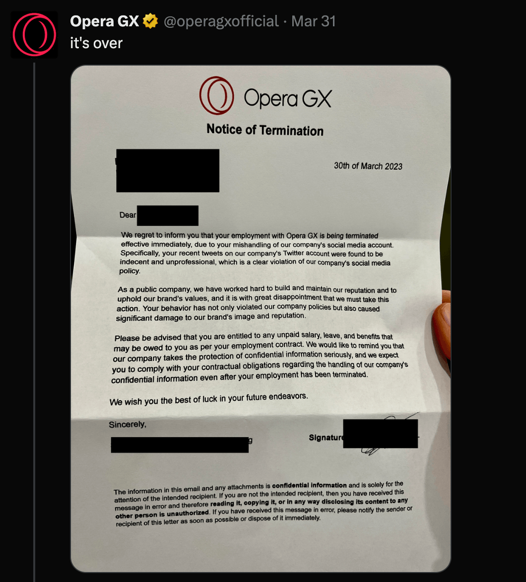 operagxofficial's tweet photo. When I pretended that I got fired for April Fool's and someone actually made a petition to reinstate me https://t.co/Qb0MyCE1VH