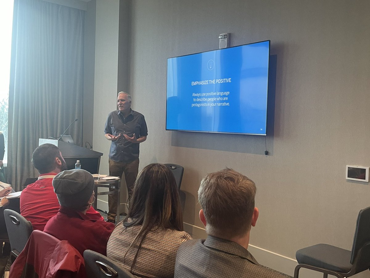 We heard two verbal “ah-ha!” reactions from the audience when the <a href="/HattawayComm/">Hattaway Communications</a> team shared these tips:
1️⃣ Don’t define the people as the problem 
2️⃣ Emphasize the characteristics, traits, and positives about the people in your story 

#NAGCBacktoSchool #Storytelling