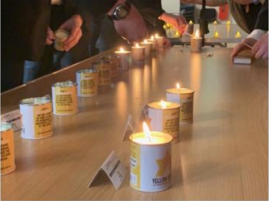 Our first day back after the Easter break, we were joined by Rabbi Brandman for a Yom HaShoah.  Three students across each key stage read a story about a holocaust survivor, and then all students who attended the service had the opportunity to light their yellow candles.