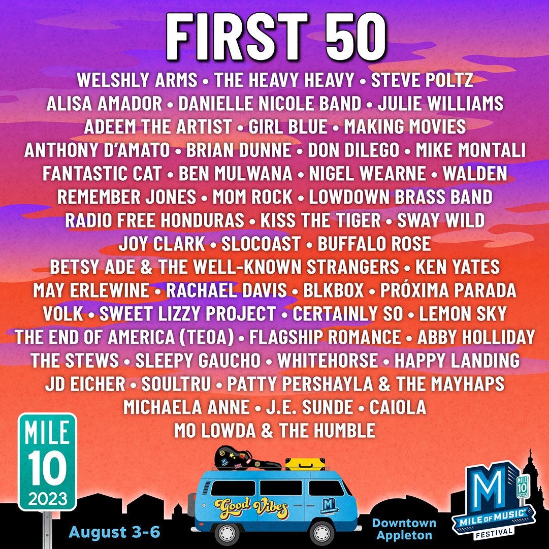 Welshly Arms (@welshlyarms) on Twitter photo We are super excited to announce that we will be performing at this year's <a href="/MileOfMusicFest/">Mile of Music Festival</a>! Catch us in Appleton, Wisconsin alongside more incredible acts August 3-6. Will we see you there? 🤘 #MileOfMusic We are super excited to announce that we will be performing at this year's <a href="/MileOfMusicFest/">Mile of Music Festival</a>! Catch us in Appleton, Wisconsin alongside more incredible acts August 3-6. Will we see you there? 🤘 #MileOfMusic