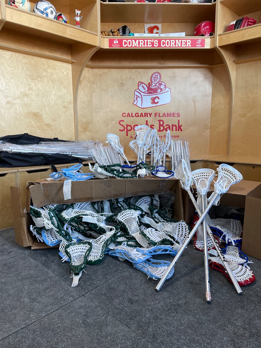 FlamesSportBank's tweet photo. Huge thanks to @ELEV8Lax &amp; @HyBrid_Lacrosse for their incredible donation of Lacrosse sticks! We’re proud to have given out over 120 sticks to kids last year, and thanks to this generous donation, we will give out even more this season! https://t.co/LqraPlCJS5