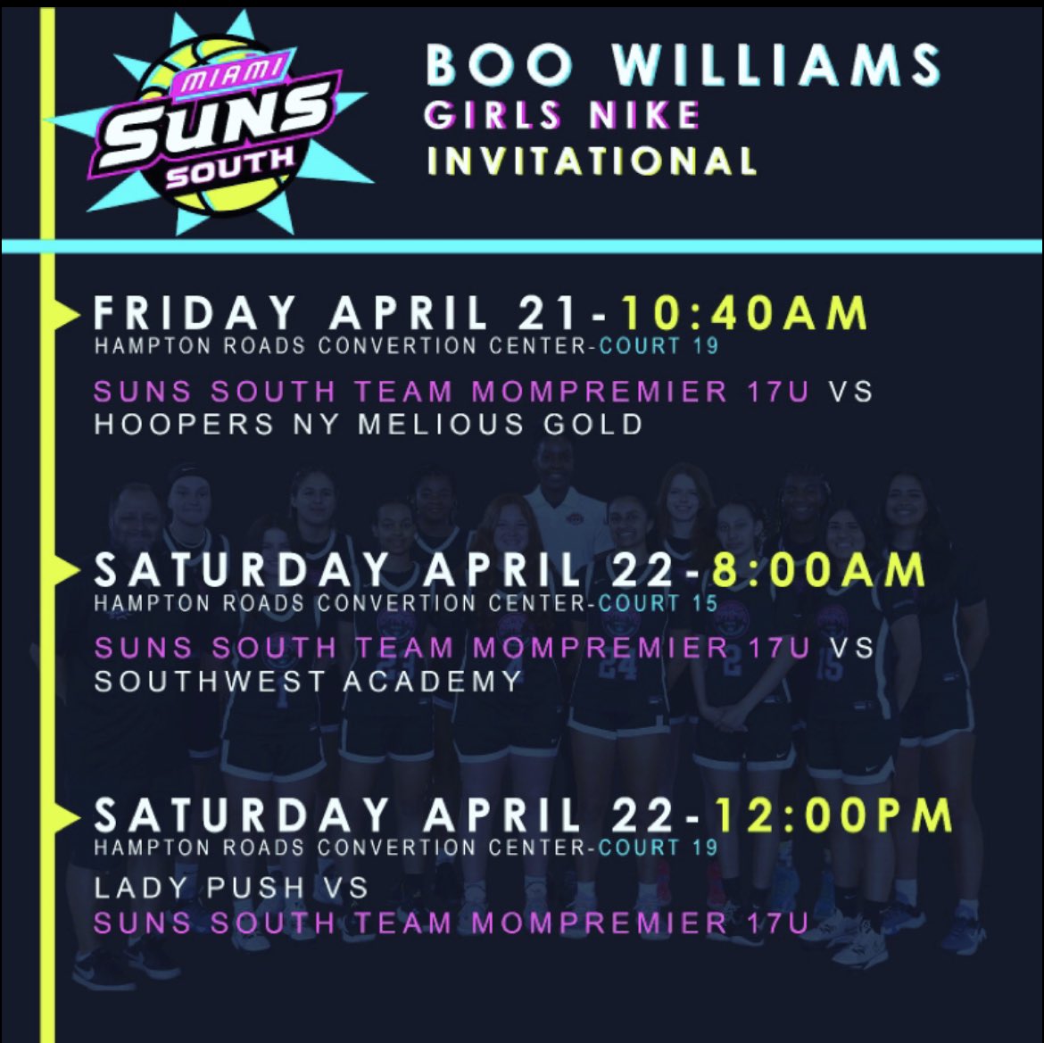 this weekends schedule at Boo Williams💪🏽🕺🏾 <a href="/miamisunssouth/">Miami Suns South</a> <a href="/PTS_GBB/">Palmer Trinity Girls Basketball</a> <a href="/SUTSReport/">SUTS Report</a> <a href="/PGHFlorida/">Prep Girls Hoops Florida</a>