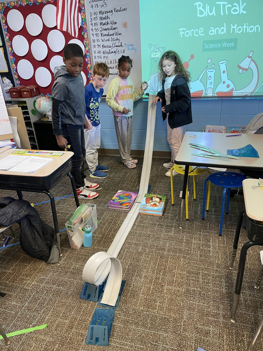jennymck3's tweet photo. Science Week Day 2: We learned about kinetic and potential energy, then built and tested out the Blu-Traks! @MeadowRidgeRoar @OSD135 https://t.co/Jg5HtKlM7z