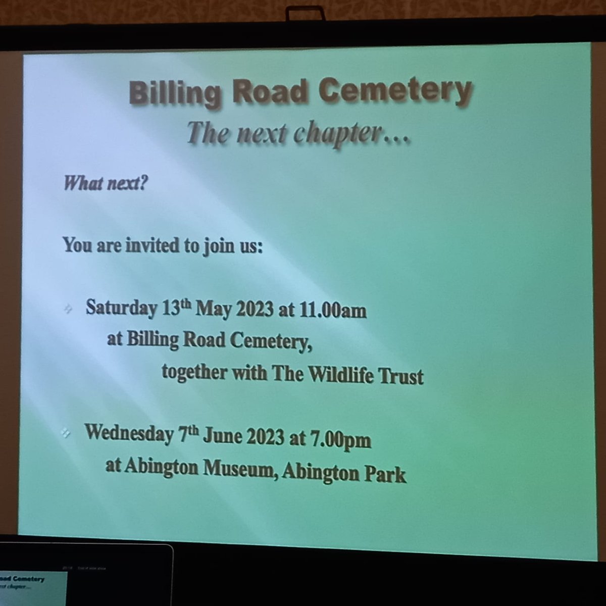 At fantastic meeting about the future of Billing Road Cemetery, organised by Northamptonshire <a href="/thegardenstrust/">The Gardens Trust</a> . Incredible turnout shows how passionate people are about this beautiful green space &amp; important heritage site. Excited to see what comes next. @LoquorZoe <a href="/BobPurser1/">Bob Purser</a>