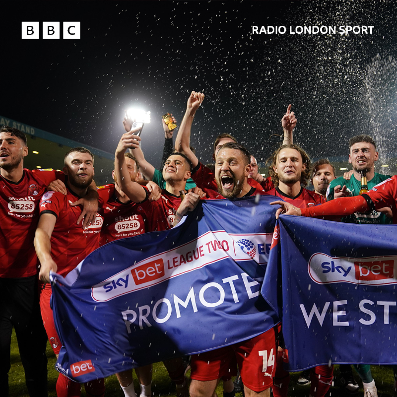 BBCLondonSport's tweet photo. What a night for @leytonorientfc ❤️🤍

Back in League One for the first time since 2015. 

#LOFC