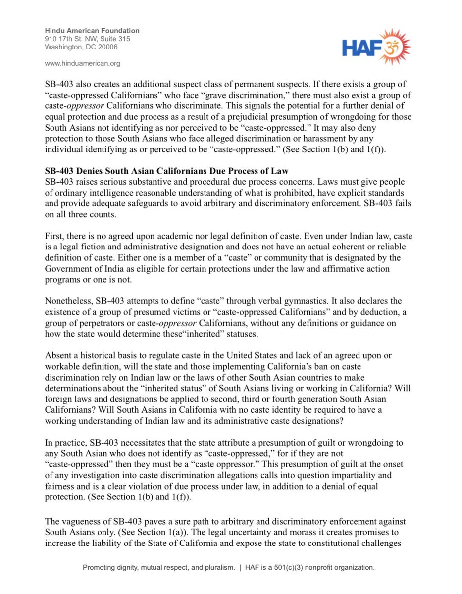 HinduAmerican's tweet photo. #JUSTIN | #SB403Amended | But still unacceptable.

Facing unprecedented opposition from South Asian Americans, Sen. Wahab’s office amended #SB403 removing some offensive language. 

But not enough. It is still #unconstitutional.

@HinduAmerican’s point-by-point rebuttal: https://t.co/cvYazMSzgS