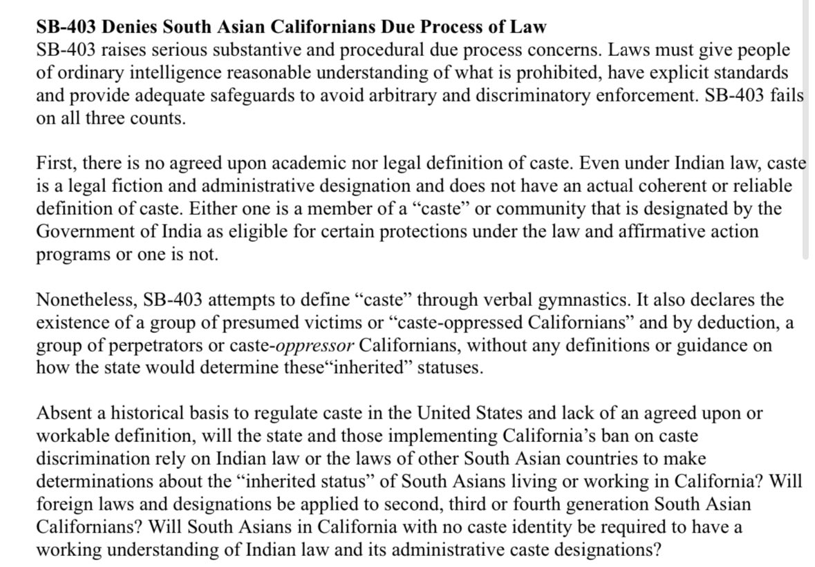 HinduAmerican's tweet photo. #SB403 makes ugly &amp; unsubstantiated claims about South Asians engaging in harassment, bias &amp; caste discrimination and gender, physical and psychological violence!

- It also creates an additional suspect class of permanent suspects where some will be presumed guilty! https://t.co/MYS0qQtn5J